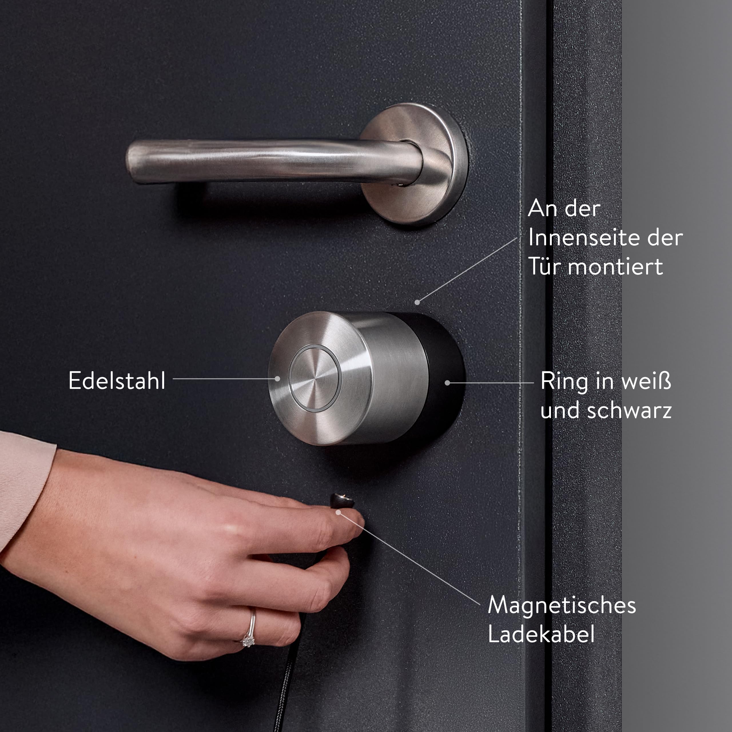 Elektronisches Türschloss Smart Lock Pro Bluetooth WLAN Matter App-Steuerung Fernzugriff Auto-Lock 1,5 Sekunden Montage ohne Zylindertausch
