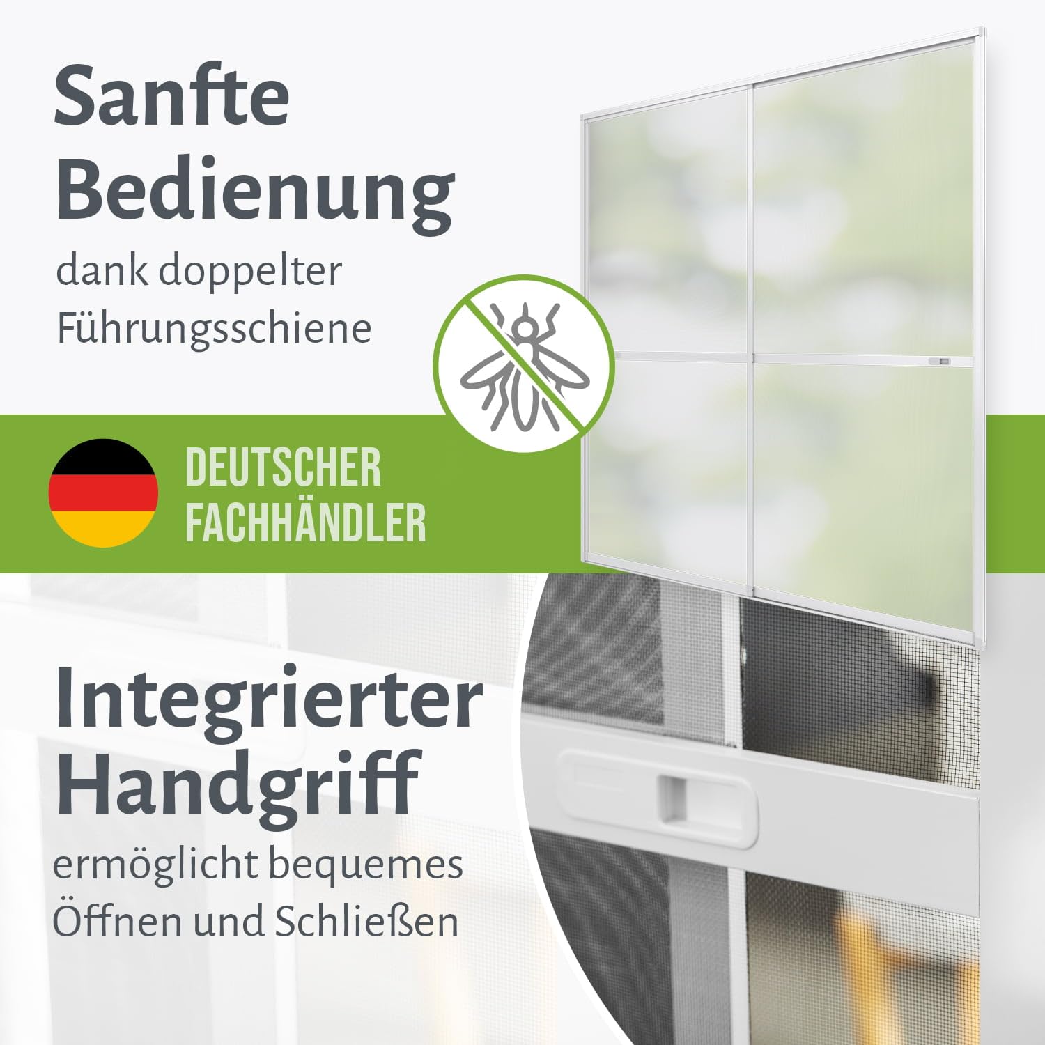 Insektenschutz Doppelschiebetür XXL Fliegengitter Tür 240 x 240 cm kürzbar Aluminium Anthrazit für zweiflügelige Türen
