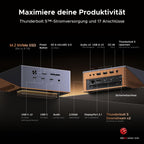 Thunderbolt 5 Dock 17-in-1 mit M.2 NVMe SSD Gehäuse bis 8TB 120Gbps Single 8K Dual 6K 140W PD 2.5GbE Ethernet