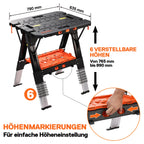 2-in-1 Werkbank Klappbar Sägebock 454 kg Arbeitsbock Aluminiumbeine 4 Schraubzwingen 79 x 63,5 cm