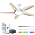 Deckenventilator mit LED Licht 132 cm dimmbar RGB Ambientlicht 54 W DC Motor App Alexa Steuerung