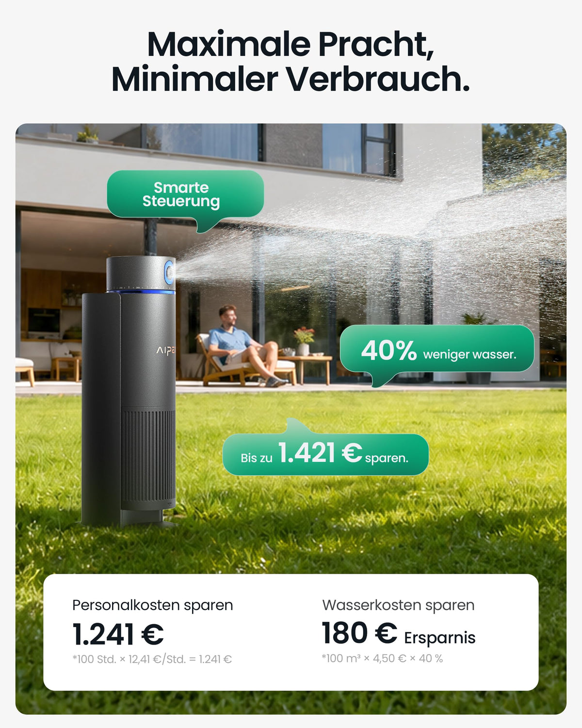 Smartes Bewässerungssystem IrriSense 2 WAW1 mit App-Steuerung Regensensor und Mehrzonenbewässerung