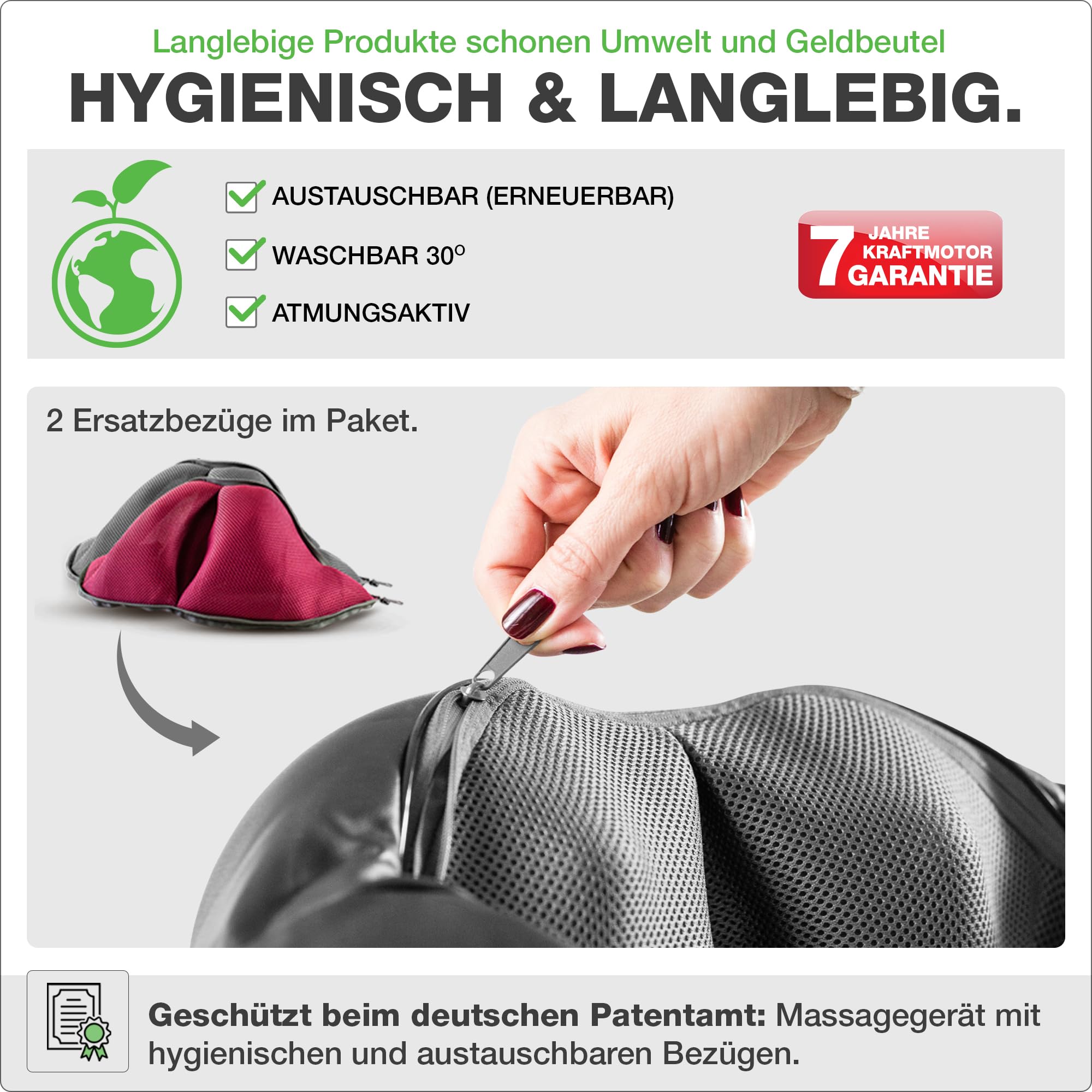 Nackenmassagegerät NM089 mit Shiatsu Massage Wärme Vibration Infrarot für Nacken Schultern Rücken und Beine