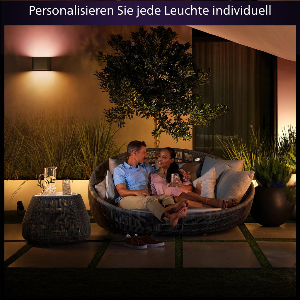 LED Wandleuchte Dymera 10 W 1500 lm IP44 Schwarz mit Farbwechsel und Sprachsteuerung für Innen- und Außenbereich