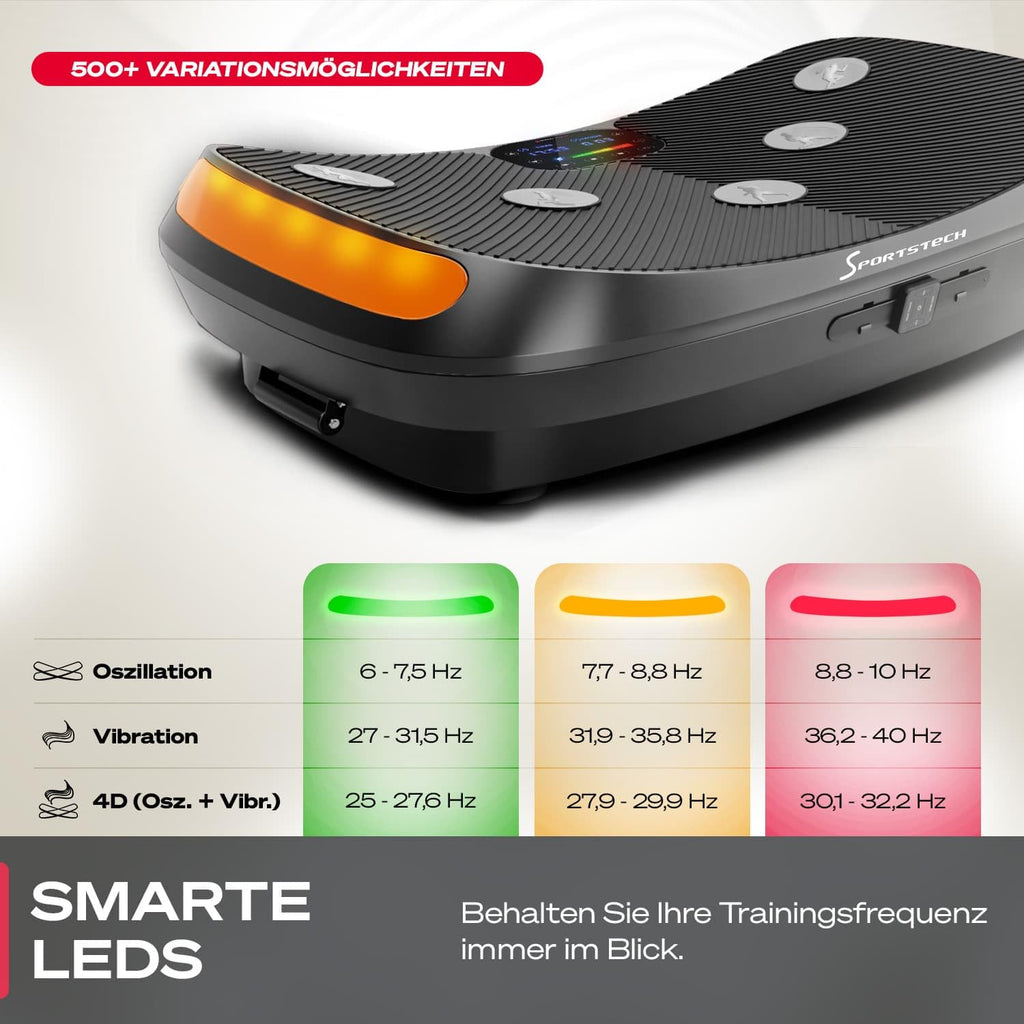 4D-Vibrationsplatte VP400 bis 40 Hz mit 3 Trainingsmodi Bluetooth Lautsprecher Touch-Display und 120 kg Belastbarkeit