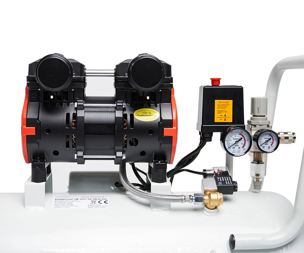 Druckluftkompressor SW 425/10 Pro ölfrei 1100 W 10 Bar 50 L Kessel 69 dB mit Druckminderer und Wasserabscheider