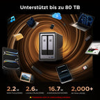 2-Bay NAS DXP2800 mit Intel N100 2,5 GbE 8 GB DDR5 2x M.2 NVMe 4K HDMI bis 80 TB ohne HDD