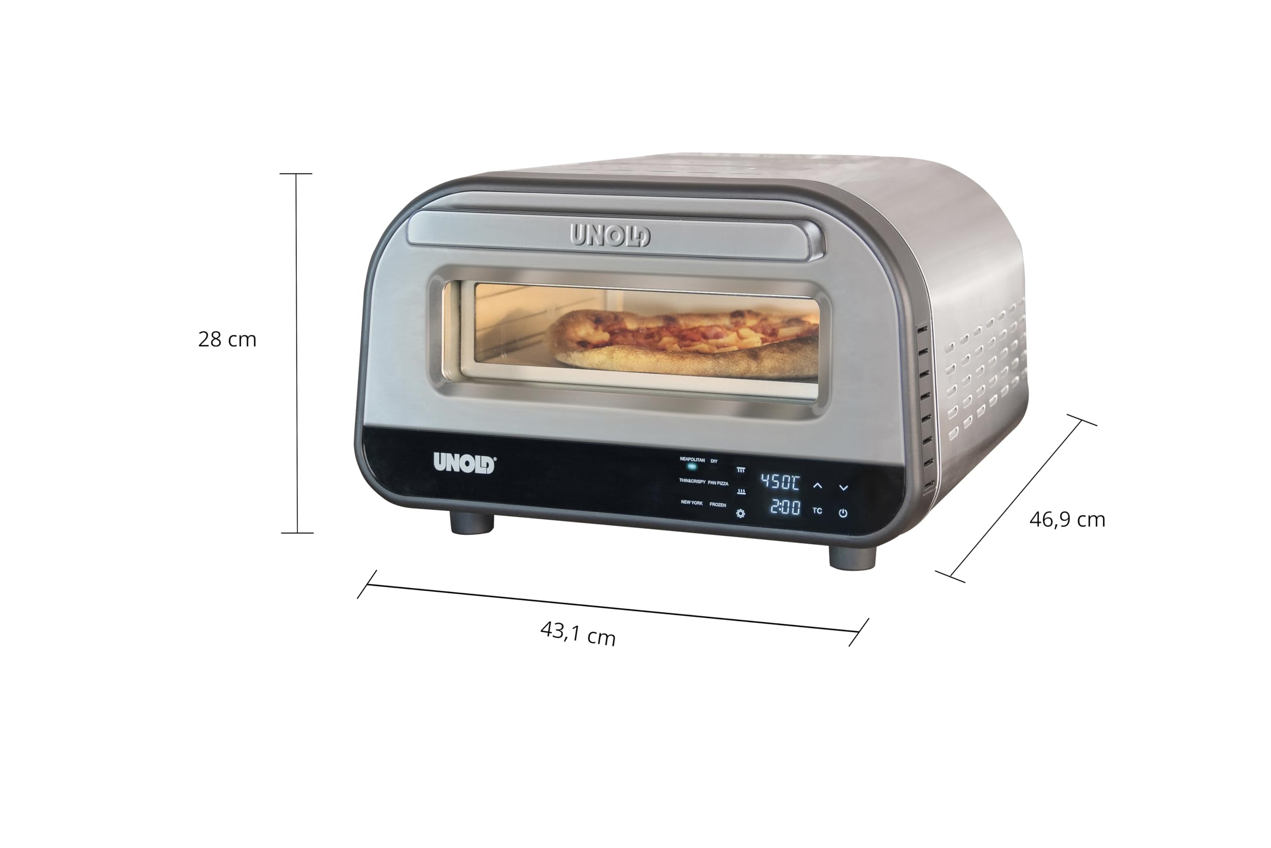 Elektrischer Pizzaofen LUIGI 68816 1700 W bis 450 °C mit 32 cm Cordierit-Pizzastein und Touch-Steuerung
