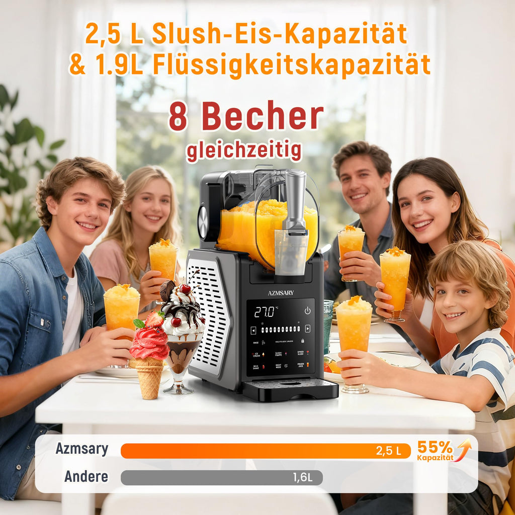 Slush Maschine 2,5 L mit 6 Programmen LED-Display Kompressor Selbstreinigung Keep Cool Funktion Modell FS306