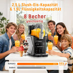Slush Maschine 2,5 L mit 6 Programmen LED-Display Kompressor Selbstreinigung Keep Cool Funktion Modell FS306