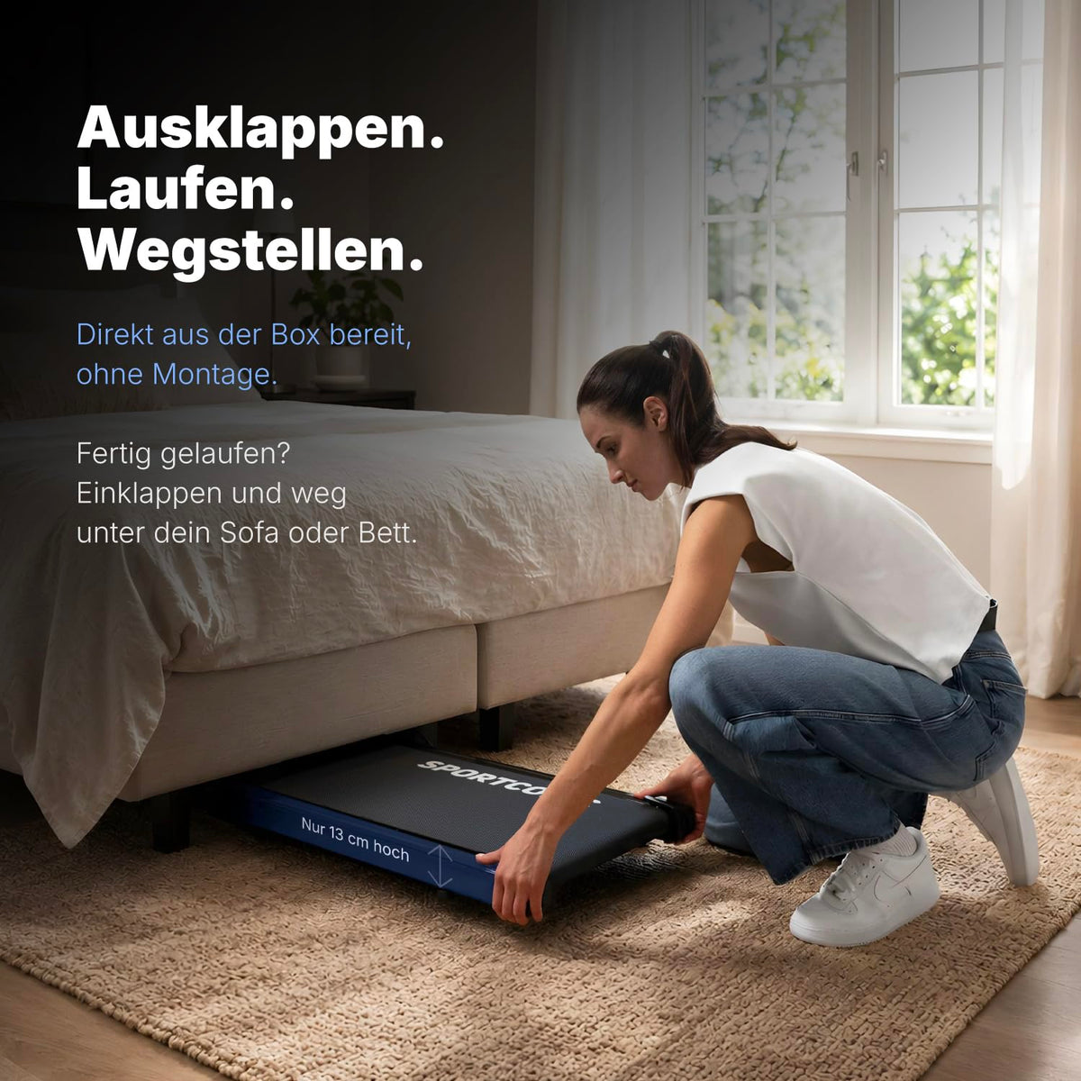 Laufband elektrisch klappbar P106FA 1–12 km/h mit 9 % Steigung LED-Display Tablet-Halterung für Gehen und Laufen