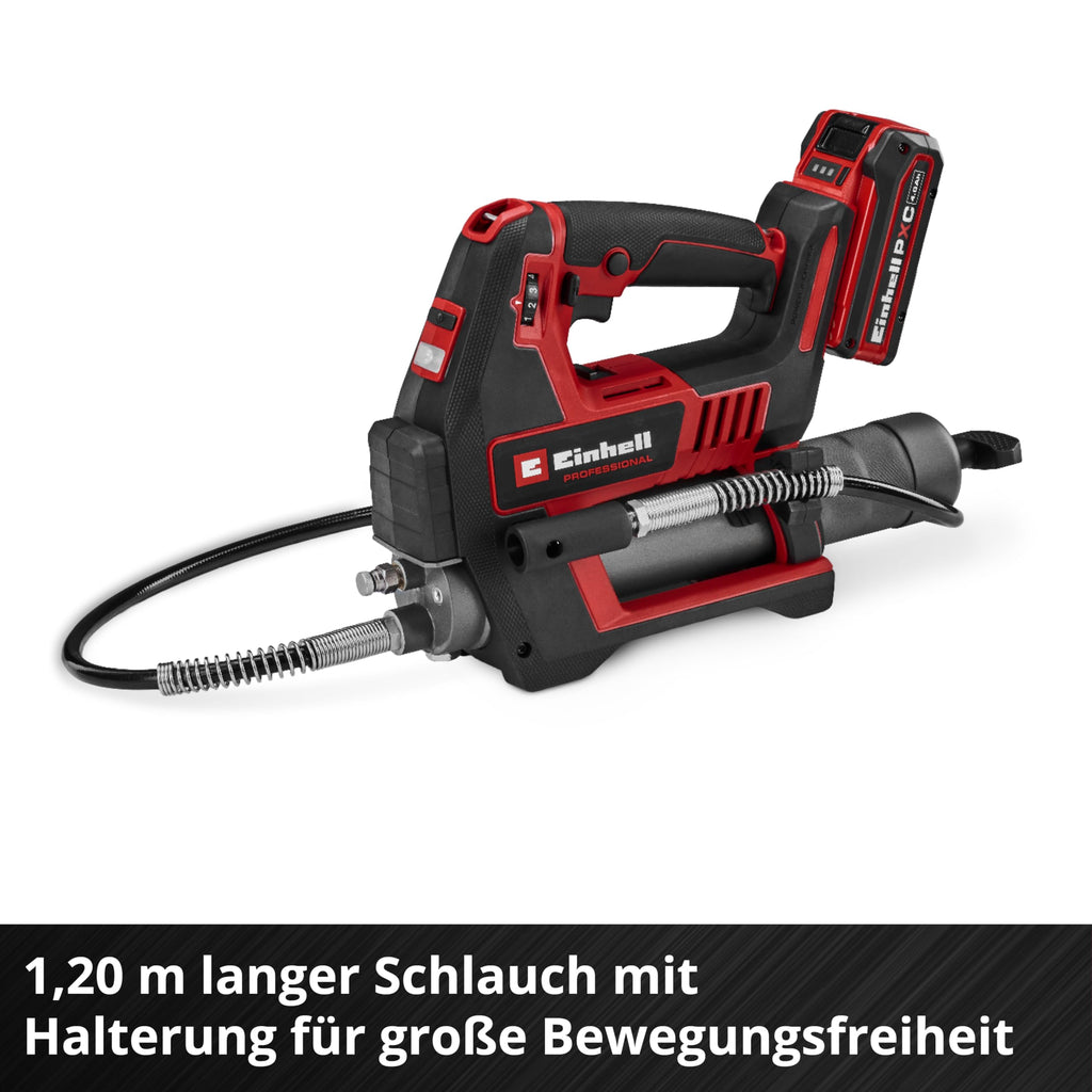 Akku Fettpresse TP-GR 18/690 Li 18 V 690 bar 295 ml/min 2 Gänge mit 120 cm Schlauch und Tragegurt ohne Akku