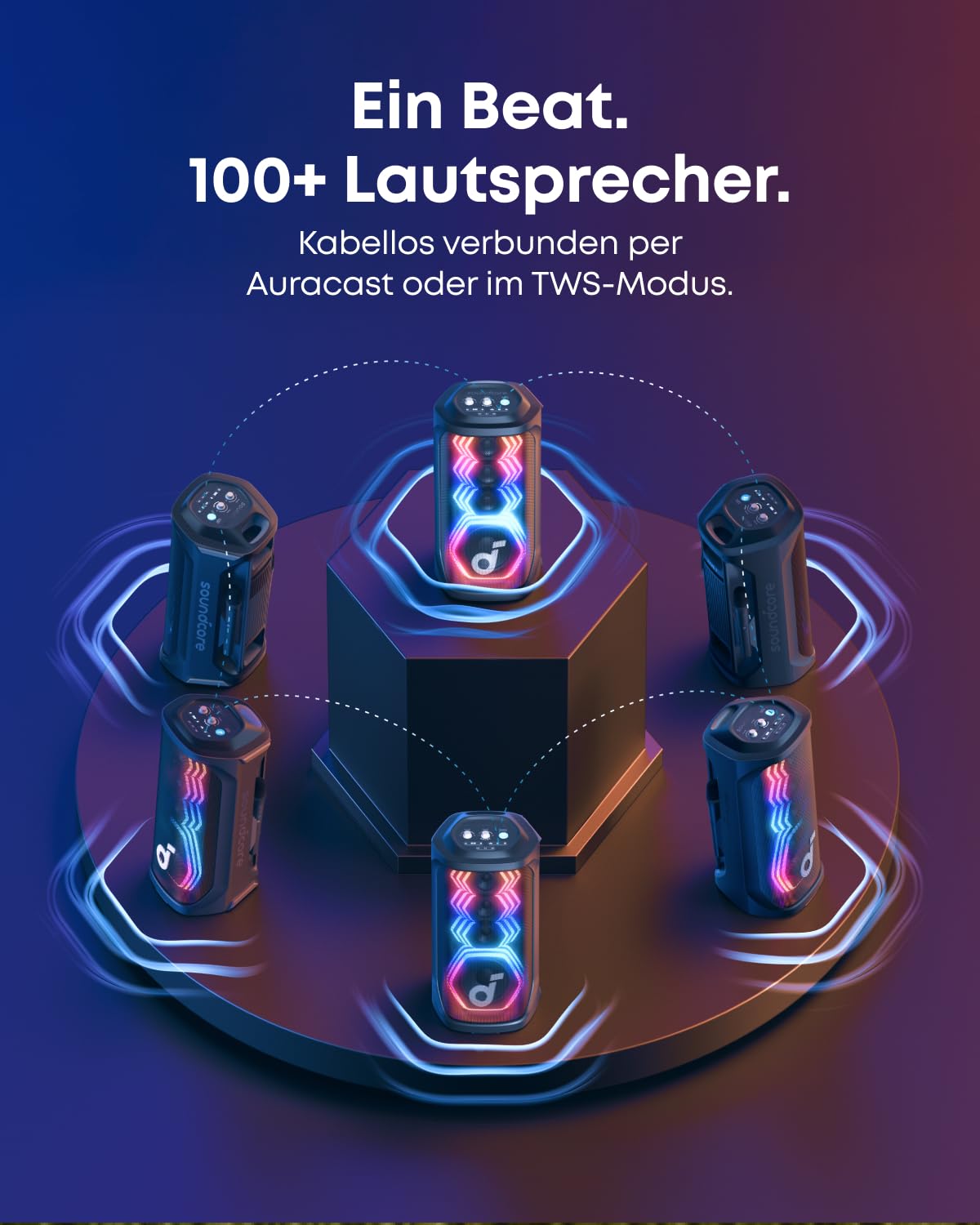 Party-Lautsprecher mit Karaoke Rave 3S A31A3 200W Bluetooth 12h Akku 2 kabellose Mikrofone