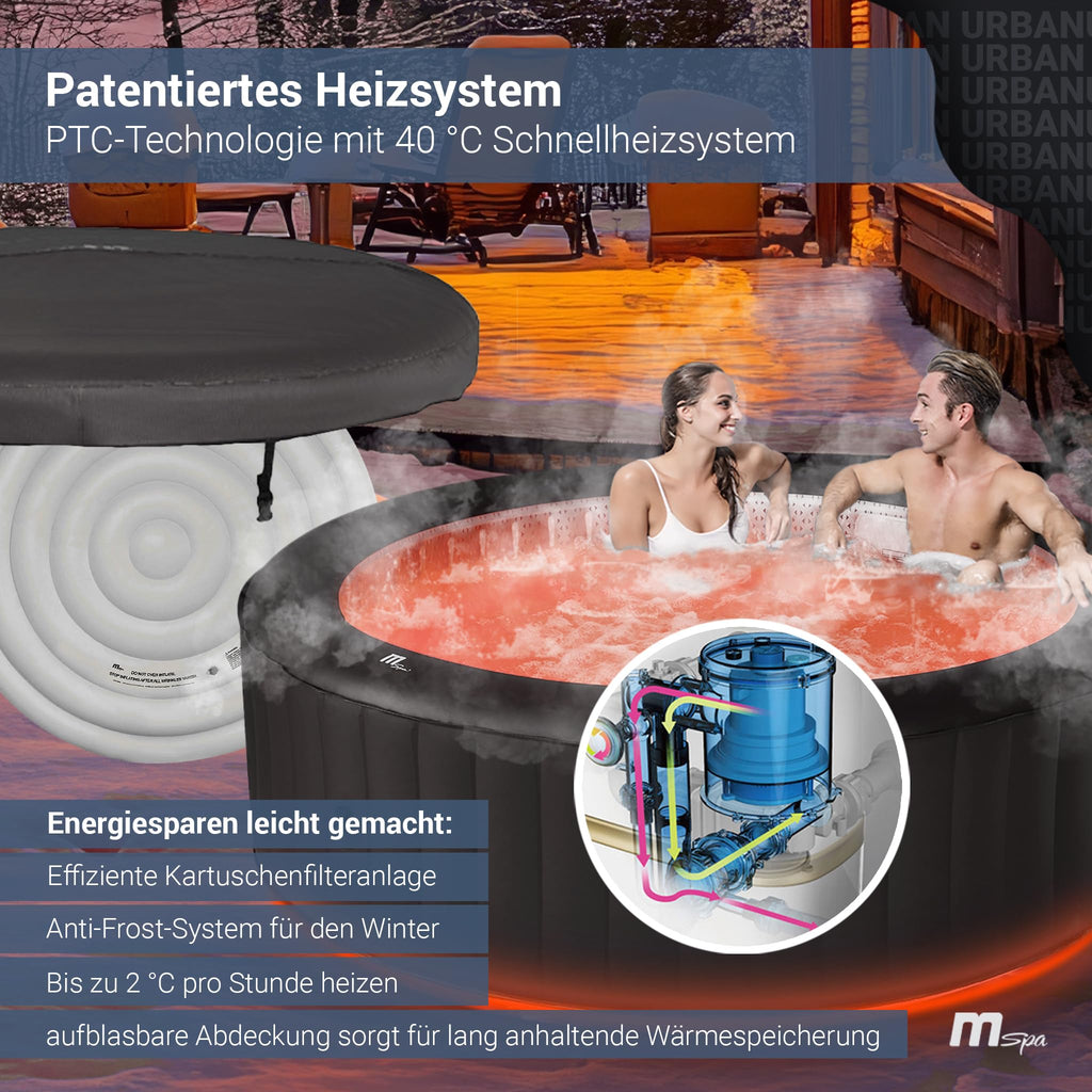 Aufblasbarer Whirlpool Aurora für 6 Personen Ø 204 x 70 cm 138 Massagedüsen RGB-LED-Beleuchtung