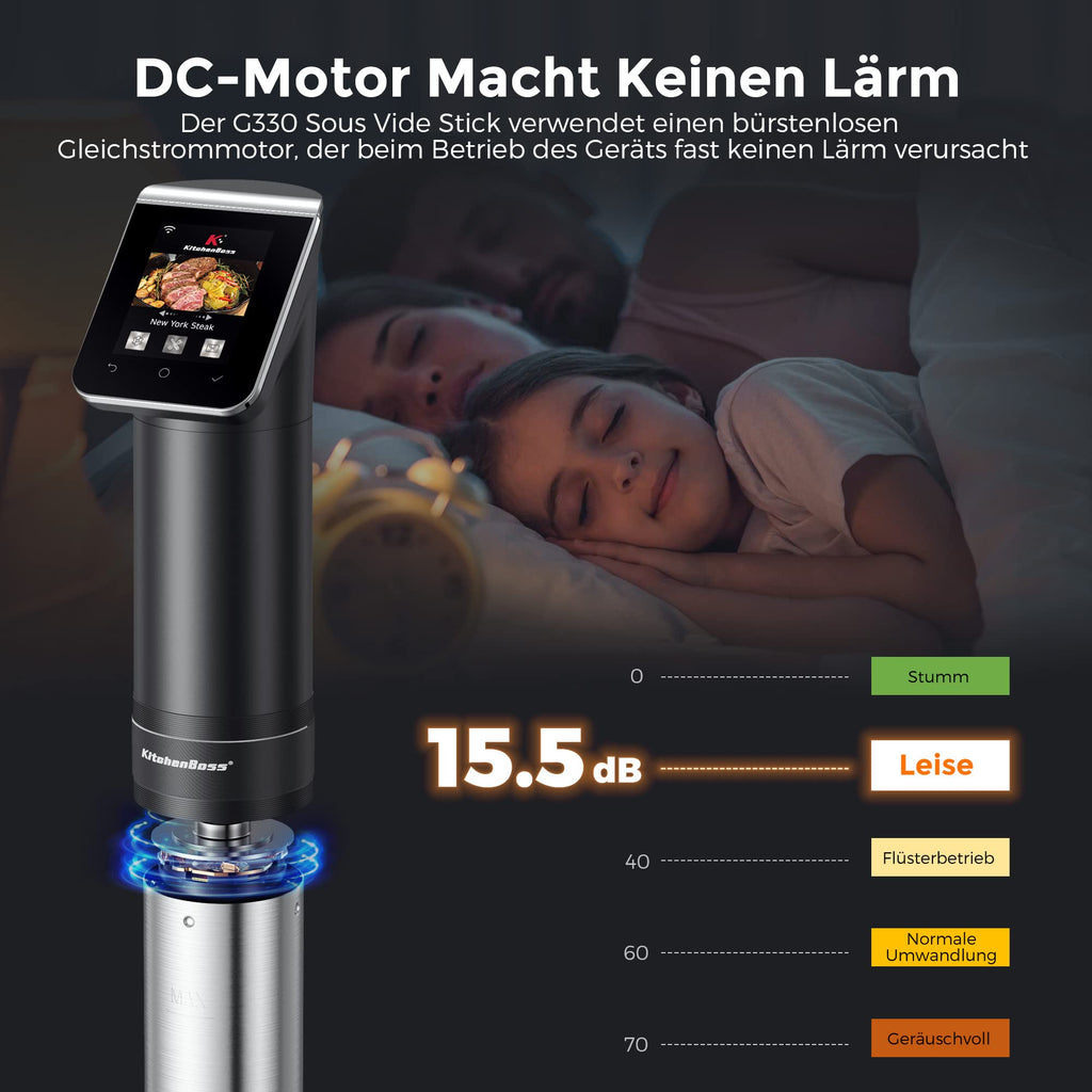Sous-Vide-Garer G330 WLAN 1100 W 40–90 °C IPX7 Wasserdicht TFT-Touchdisplay 360° Zirkulation 50 l