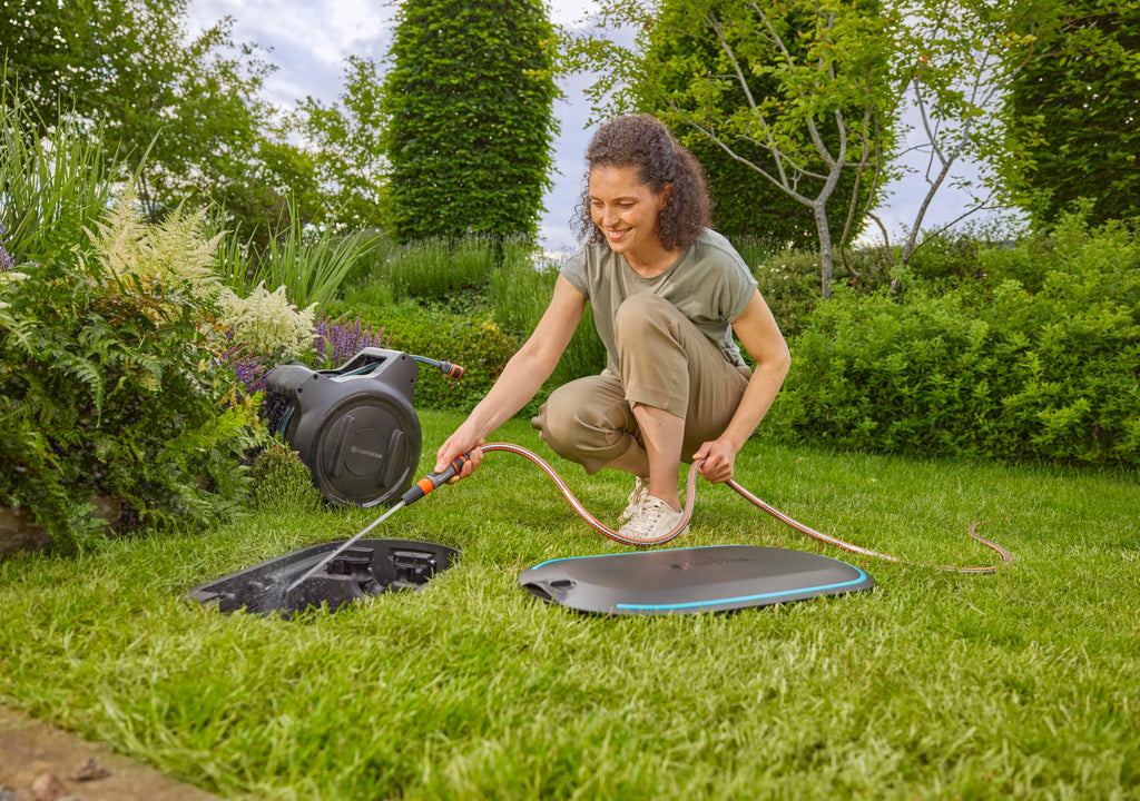 Schlauchbox 20 m Gartenschlauch unterirdische Installation automatische Aufrollfunktion Schlauchführung wetterfest 11 mm 18650