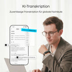 KI-Diktiergerät NotePin S mit Aufnahmetaste 64 GB 20 Stunden Aufnahme 4 Tragemodi Transkription und Zusammenfassungen