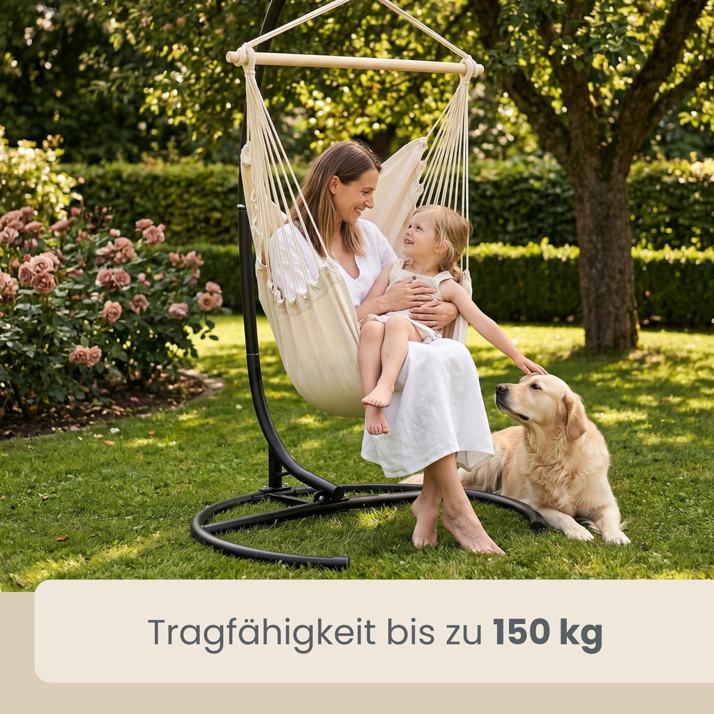 Hängesessel Gestell freistehend Stahl bis 150 kg für Hängestuhl Hängesitz Indoor Outdoor Balkon Terrasse Garten
