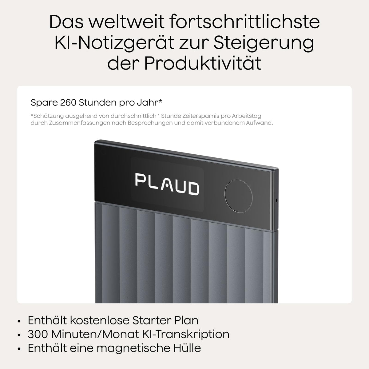 KI-Diktiergerät Note Pro 64 GB 50 Std Aufnahmezeit Bluetooth WAV Dual-Modus 5 m Aufnahmebereich 4 MEMS Mikrofone 1 VPU Mikrofon 112 Sprachen
