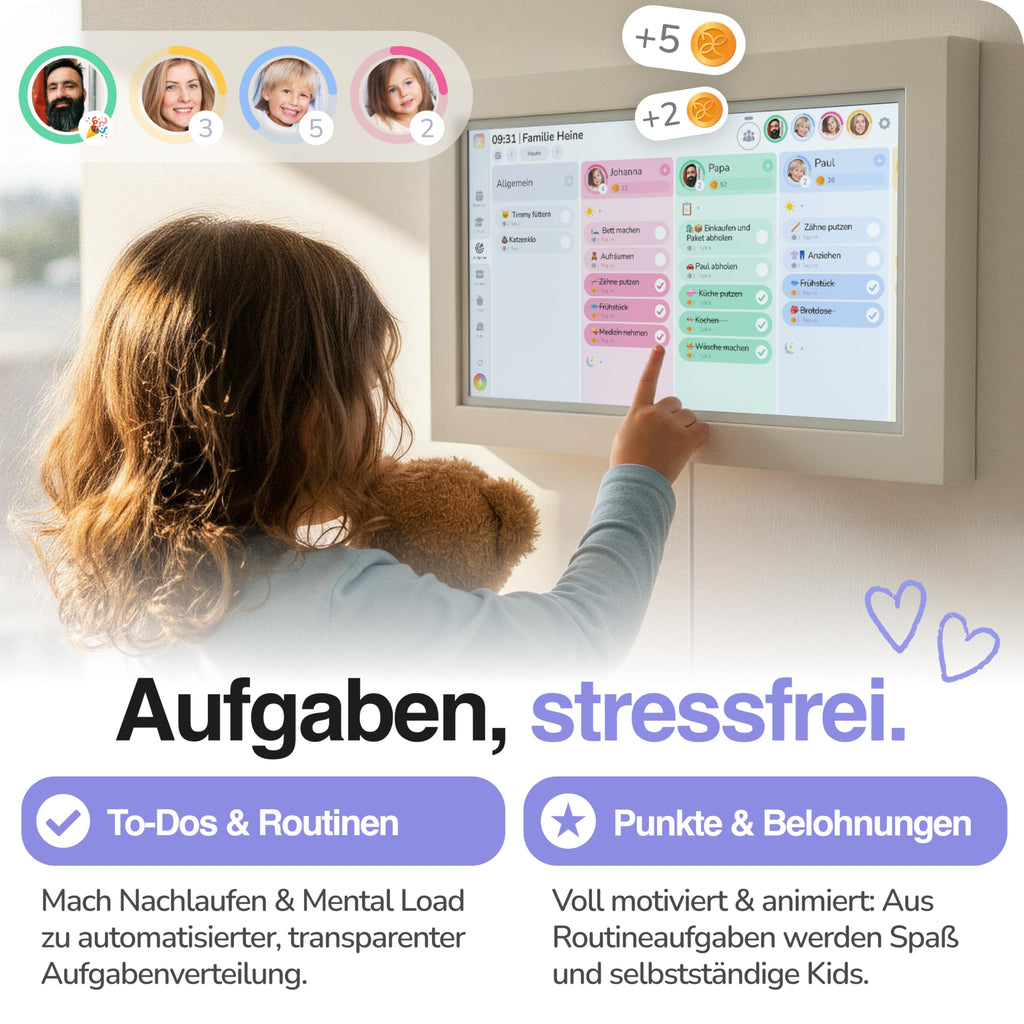 Digitaler Familienkalender 15,6 Zoll Wandkalender FHD Touchscreen App für iOS und Android 40 x 25 cm Kalender To-dos Routinen