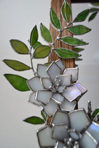 Glasmalerei Pfingstrose Spiegel 30x40 cm Holzrahmen Wandkunst Tiffany