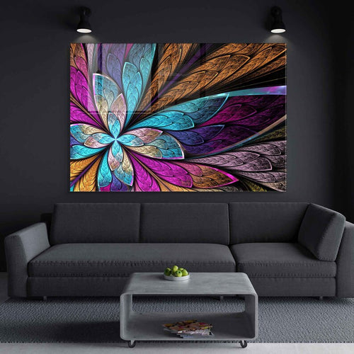 Abstrakte Glaswand, extragroße Wandkunst, gehärtetes Glas, Wohnkultur