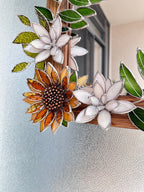 Glasmalerei Sonnenblumen Spiegel 30x40 cm Wanddeko Tiffany Blumenkunst
