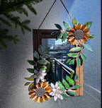 Glasmalerei Sonnenblumen Spiegel 30x40 cm Wanddeko Tiffany Blumenkunst