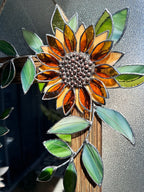 Glasmalerei Sonnenblumen Spiegel 30x40 cm Wanddeko Tiffany Blumenkunst