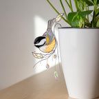 Stained Glass Chickadee Pflanzenstecker, Kristall Suncatcher für Blumentöpfe, 4x6 Zoll