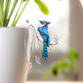 Glasmalerei Blauhäher Suncatcher 3,5 x 5,25 Zoll, Kristall, Handgefertigt, Fensterdeko