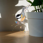 Stained Glass Chickadee Pflanzenstecker, Kristall Suncatcher für Blumentöpfe, 4x6 Zoll