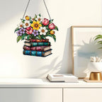 Blumenbuch Acryl-Fensterbehang, Buchliebhaber Geschenk, Literarisches Wohndekor
