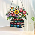 Blumenbuch Acryl-Fensterbehang, Buchliebhaber Geschenk, Literarisches Wohndekor