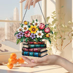Blumenbuch Acryl-Fensterbehang, Buchliebhaber Geschenk, Literarisches Wohndekor