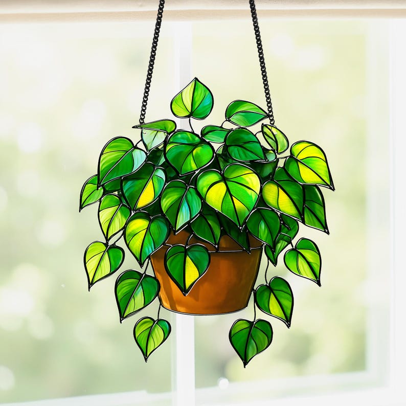Acryl Suncatcher Pothos Pflanze Fensterdeko, 3mm, für Pflanzenliebhaber, Wohnkultur