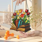Acryl Sonnenfänger Tulpe Buch für Leser, Fenster Deko Blumen Design, 3mm, mit Kette