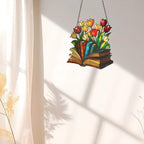 Acryl Sonnenfänger Tulpe Buch für Leser, Fenster Deko Blumen Design, 3mm, mit Kette