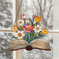 Acryl Blumen Fensterschmuck, Buch Sonnenfänger, Bibliothek Dekor, Geschenk für Buchliebhaber