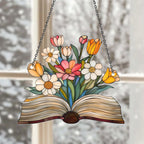 Acryl Blumen Fensterschmuck, Buch Sonnenfänger, Bibliothek Dekor, Geschenk für Buchliebhaber