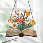 Acryl Blumen Fensterschmuck, Buch Sonnenfänger, Bibliothek Dekor, Geschenk für Buchliebhaber