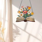 Acryl Blumen Fensterschmuck, Buch Sonnenfänger, Bibliothek Dekor, Geschenk für Buchliebhaber