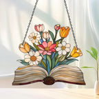 Acryl Blumen Fensterschmuck, Buch Sonnenfänger, Bibliothek Dekor, Geschenk für Buchliebhaber