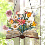 Acryl Blumen Fensterschmuck, Buch Sonnenfänger, Bibliothek Dekor, Geschenk für Buchliebhaber