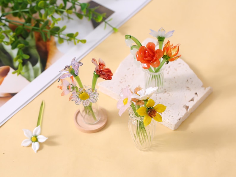 Geburtsmonatsblume Mundgeblasenes Glas | handgefertigte Glasblume für sie