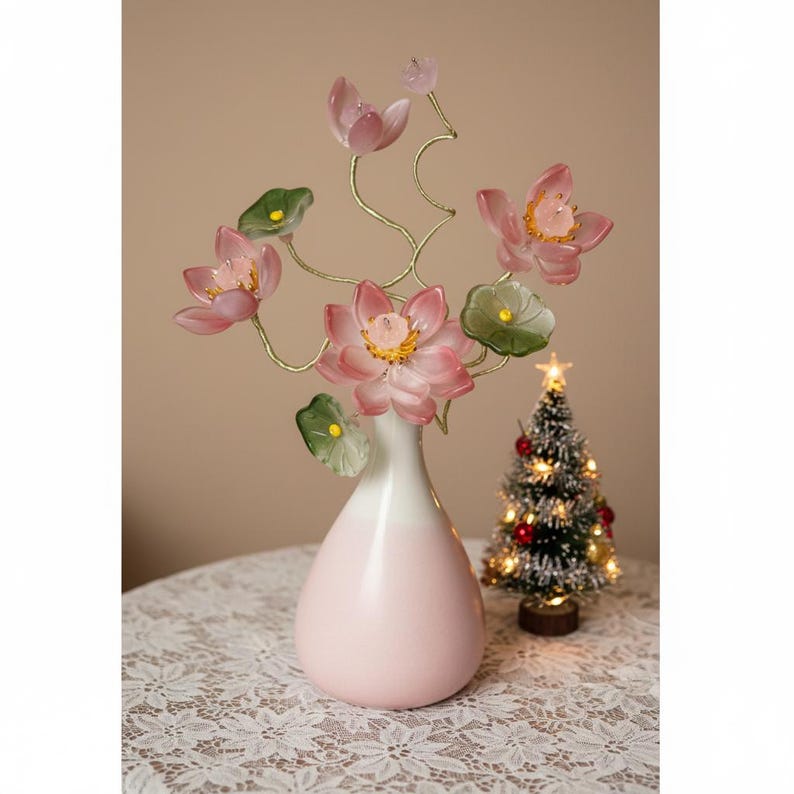 Blumenornament Mini Blüten Arrangement Schreibtisch Dekor Handgefertigt