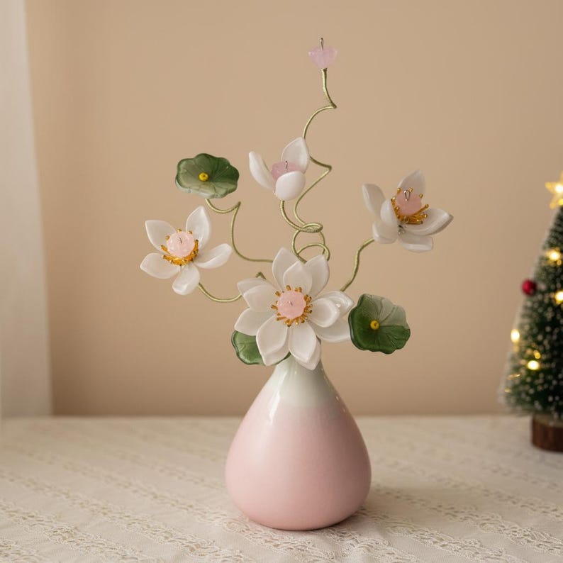 Blumenornament Mini Blüten Arrangement Schreibtisch Dekor Handgefertigt