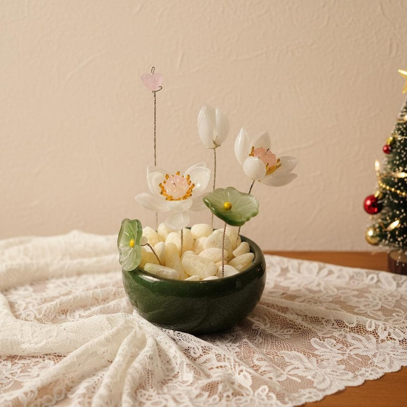 Glas Peony Lotus Ornament, florale Tischdekoration, 6 cm, verschiedene Farben