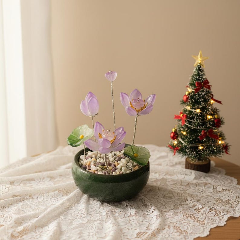 Glas Peony Lotus Ornament, florale Tischdekoration, 6 cm, verschiedene Farben