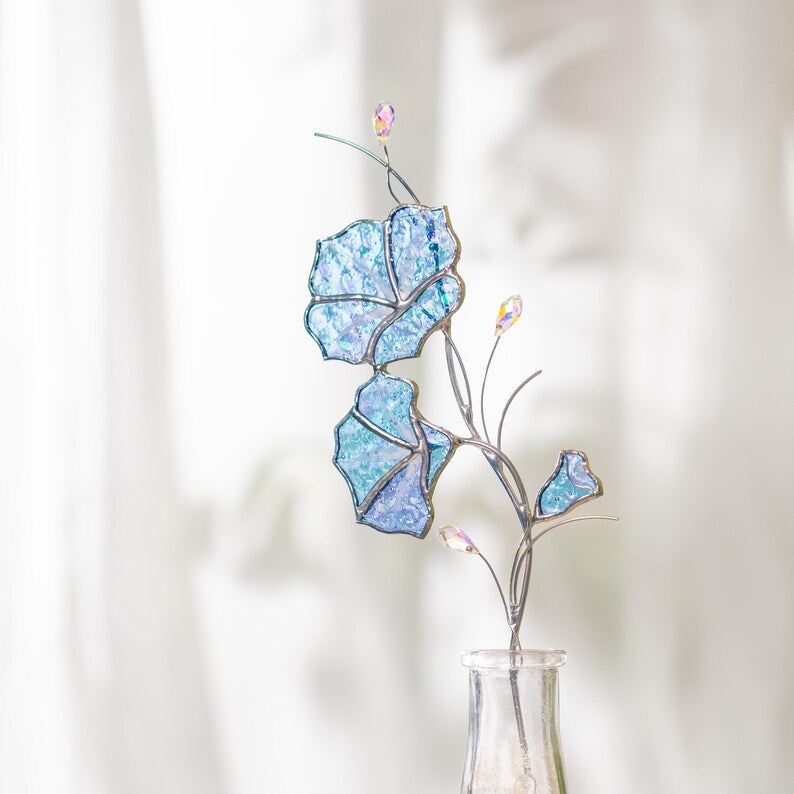 Morning Glory Kristall Sonnenfänger Glasmalerei Fensterschmuck 3x10 Zoll Buntglas